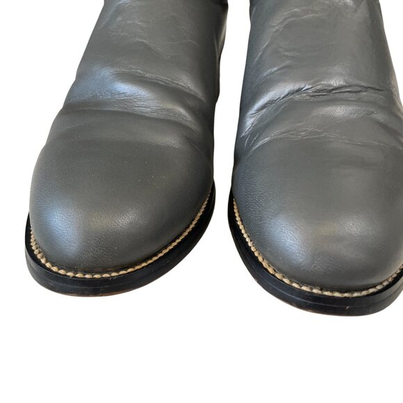 Diamond J Mens Leather Cowboy Boots Gray Size 9.5D Western Style Made In Mexico - Picture 10 of 14